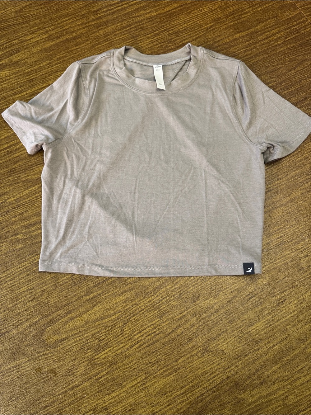Glyder Taupe/gray Short Sleeve Crop Top